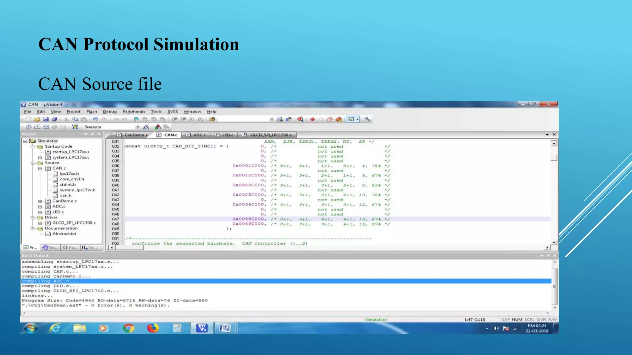 CAN Protocol Simulation
CAN Source file
 