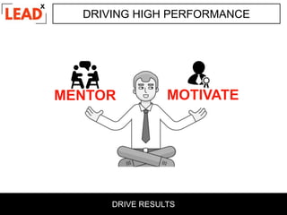 DRIVING HIGH PERFORMANCE
MENTOR MOTIVATE
DRIVE RESULTS
 