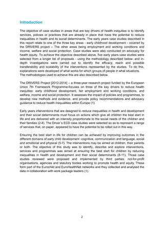 Report Introduction Example Child Study Early child development: Report on case studies | PDF