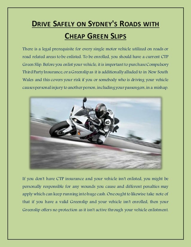 Drive safely on sydney's roads with cheap green slips!