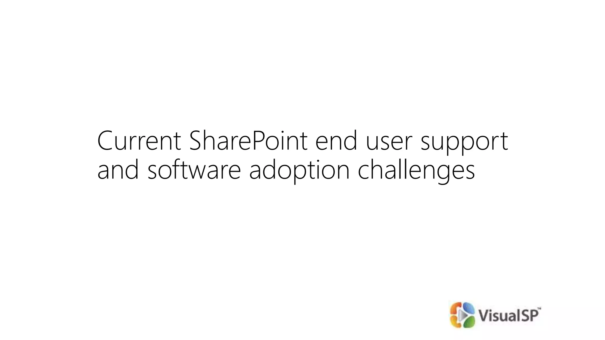 Current SharePoint end user support
and software adoption challenges
 