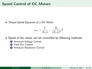 Speed Control Equation Drives lec 13_14_Speed Control of DC Motors | PDF