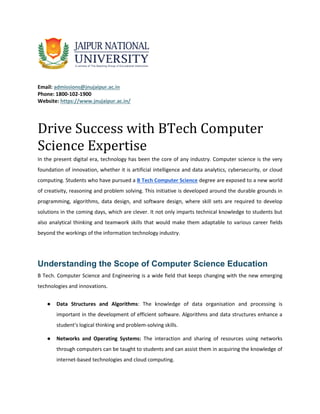 Drive Success with BTech Computer Science Expertise | PDF