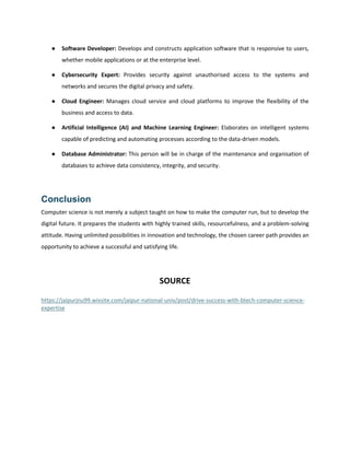 Drive Success with BTech Computer Science Expertise | PDF