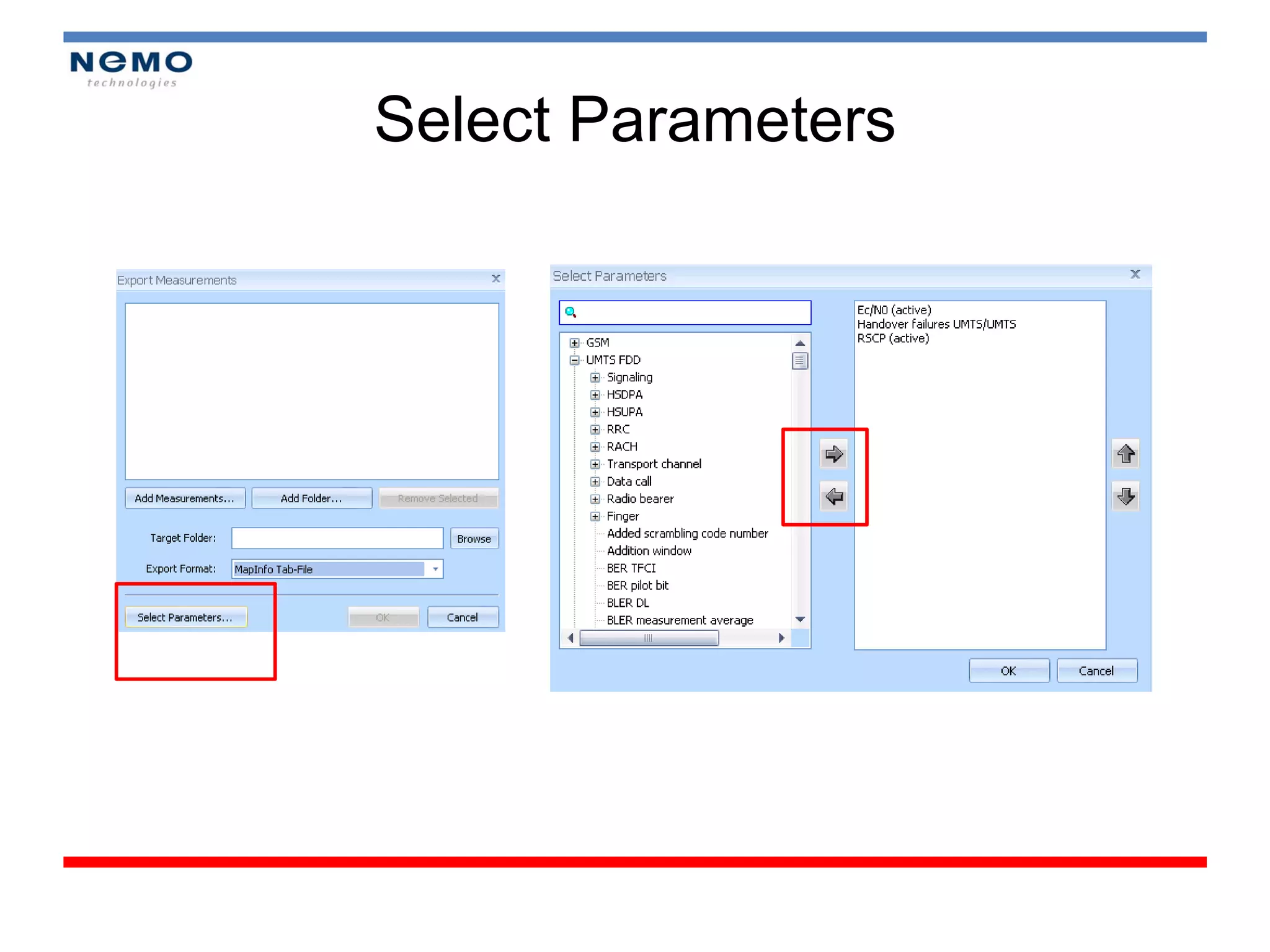 Select Parameters
 