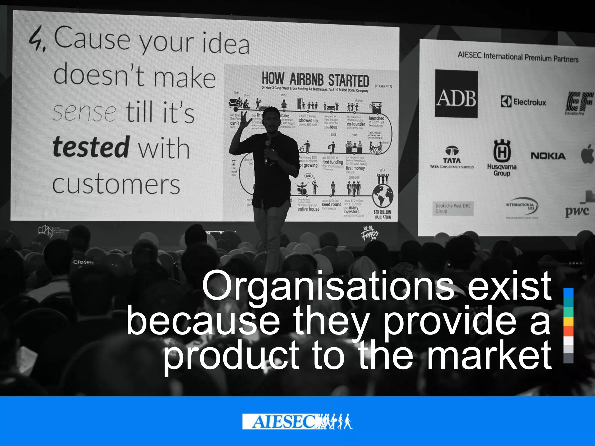 Organisations exist
because they provide a
product to the market
 