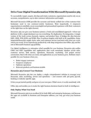 Drive Your Digital Transformation With Microsoft Dynamics 365 | DOCX ...