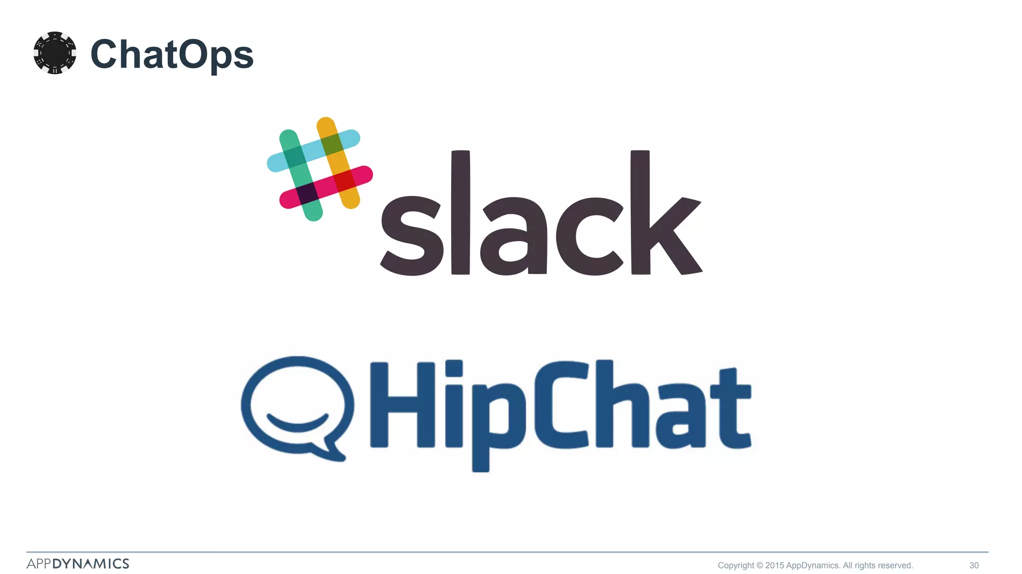 Copyright © 2015 AppDynamics. All rights reserved. 30
ChatOps
 