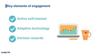 Active self-interest
Adaptive technology
Intrinsic rewards
Key elements of engagement
 