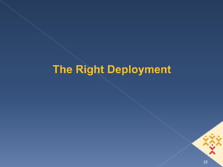 The Right Deployment




                       22
 