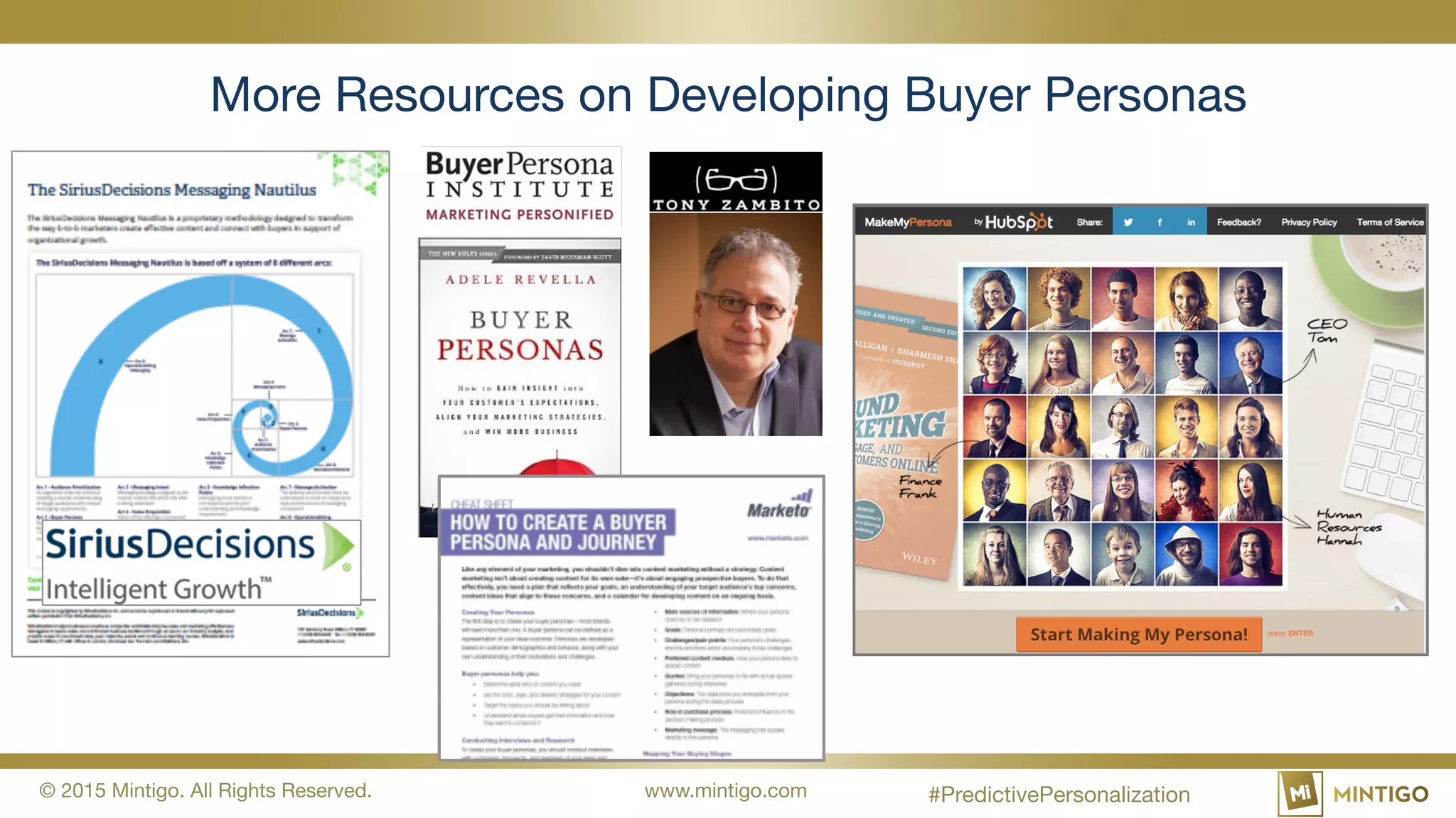 © 2015 Mintigo. All Rights Reserved. www.mintigo.com
More Resources on Developing Buyer Personas
#PredictivePersonalization
 