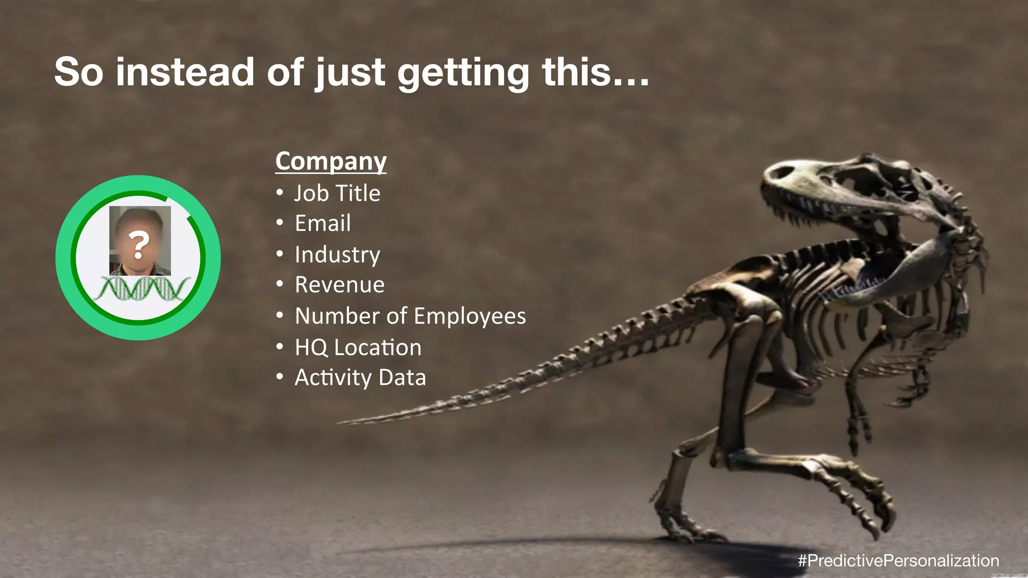 © 2015 Mintigo. All Rights Reserved. www.mintigo.com
So instead of just getting this…
Company
• Job Title
• Email
• Industry
• Revenue
• Number of Employees
• HQ Location
• Activity Data
#PredictivePersonalization
 