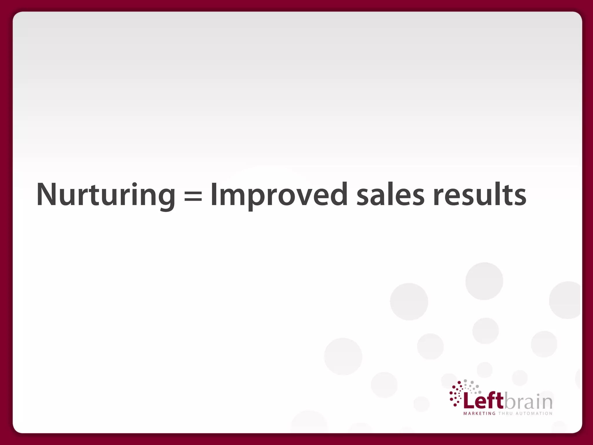 Nurturing = Improved sales results
 