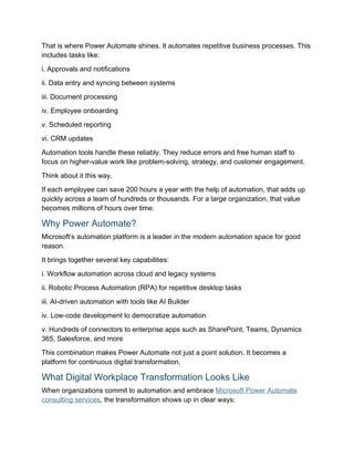 Unlock Workplace Efficiency with Power Automate Solutions | PDF