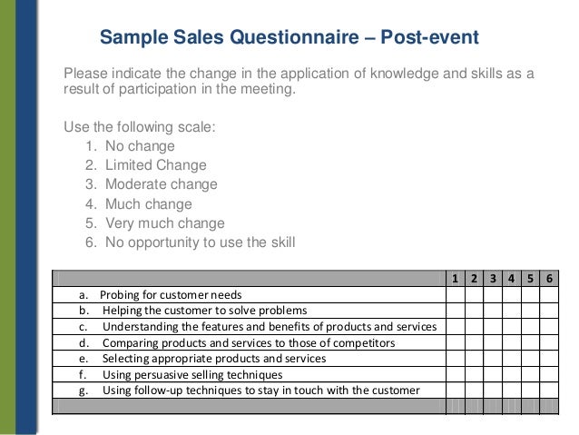 meeting questionnaire Meeting objectives: (what are the three most important things you want to hear your people say as they leave the event. meeting questionnaire Meeting objectives: (what are the three most important things you want to hear your people say as they leave the event.