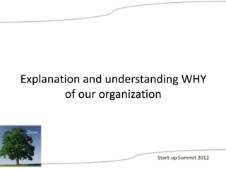 Explanation and understanding WHY
        of our organization
 