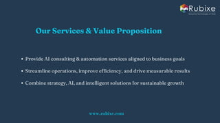 Driving Growth with Scalable AI Consulting and Automation | Rubixe | PDF