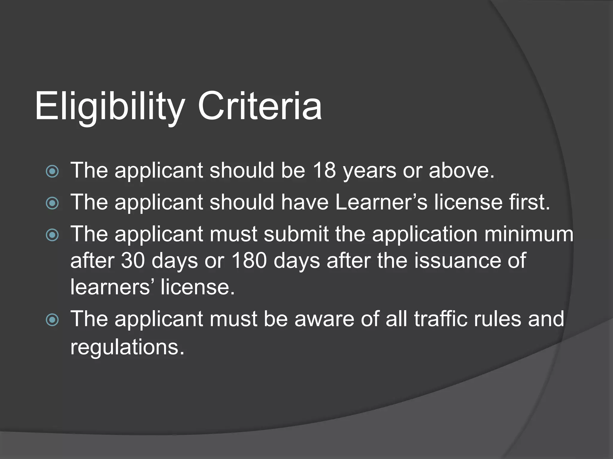 Applying for Driving License | PPTX