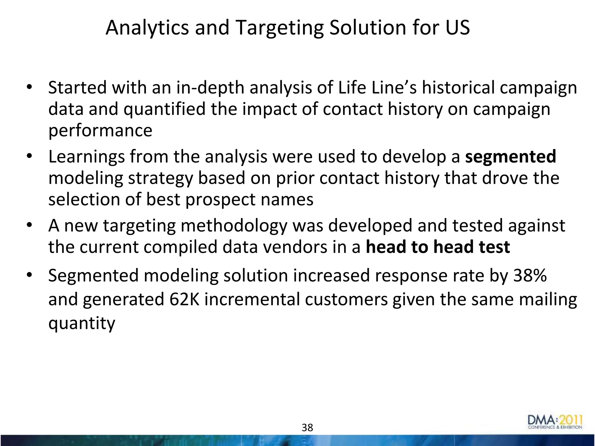 Analytics informed effectively through data enables segmentation, customer optimization, marketing mix, media targeting, and predictive modeling in support of the four functional areas within ICM.25