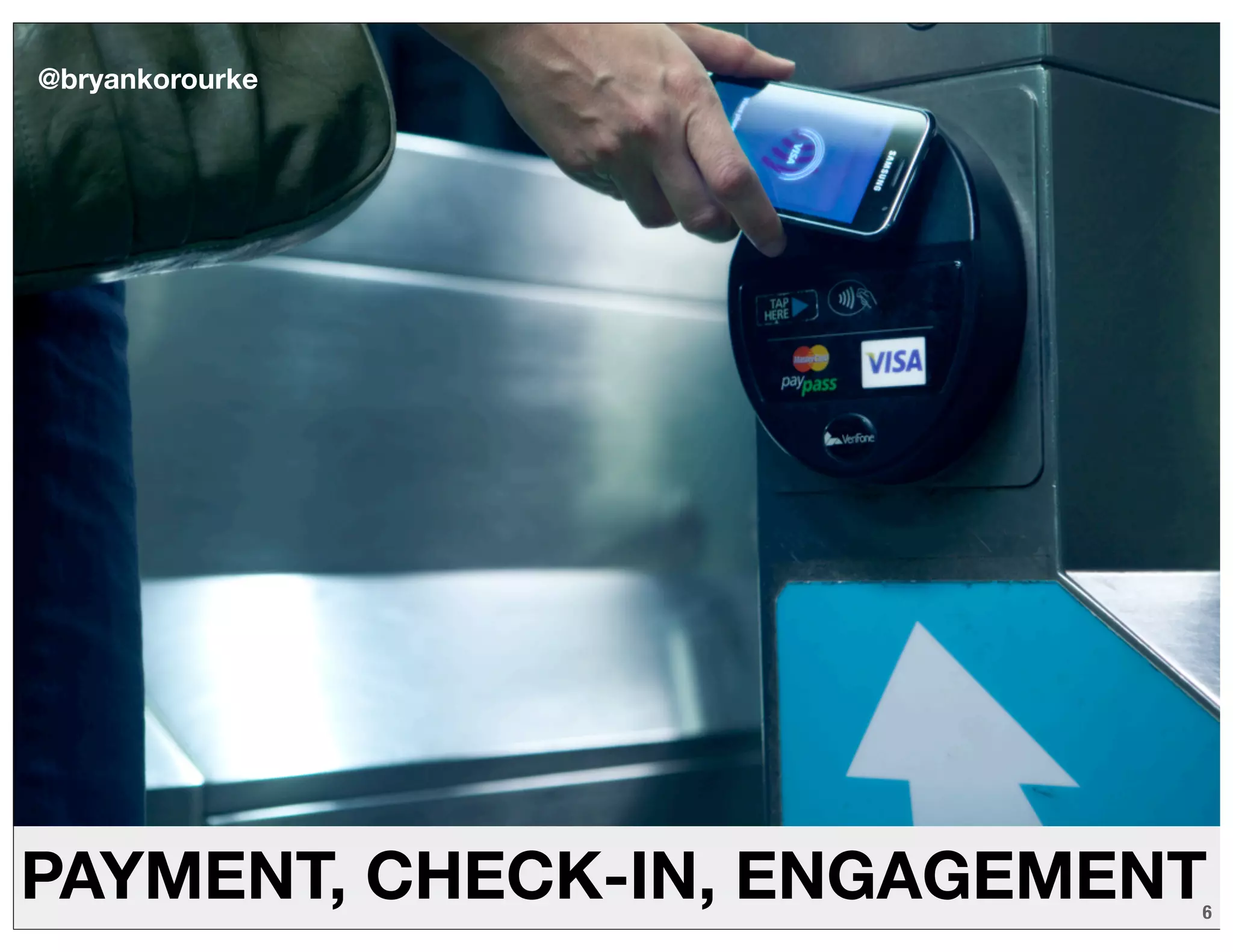 PAYMENT, CHECK-IN, ENGAGEMENT6
@bryankorourke
 