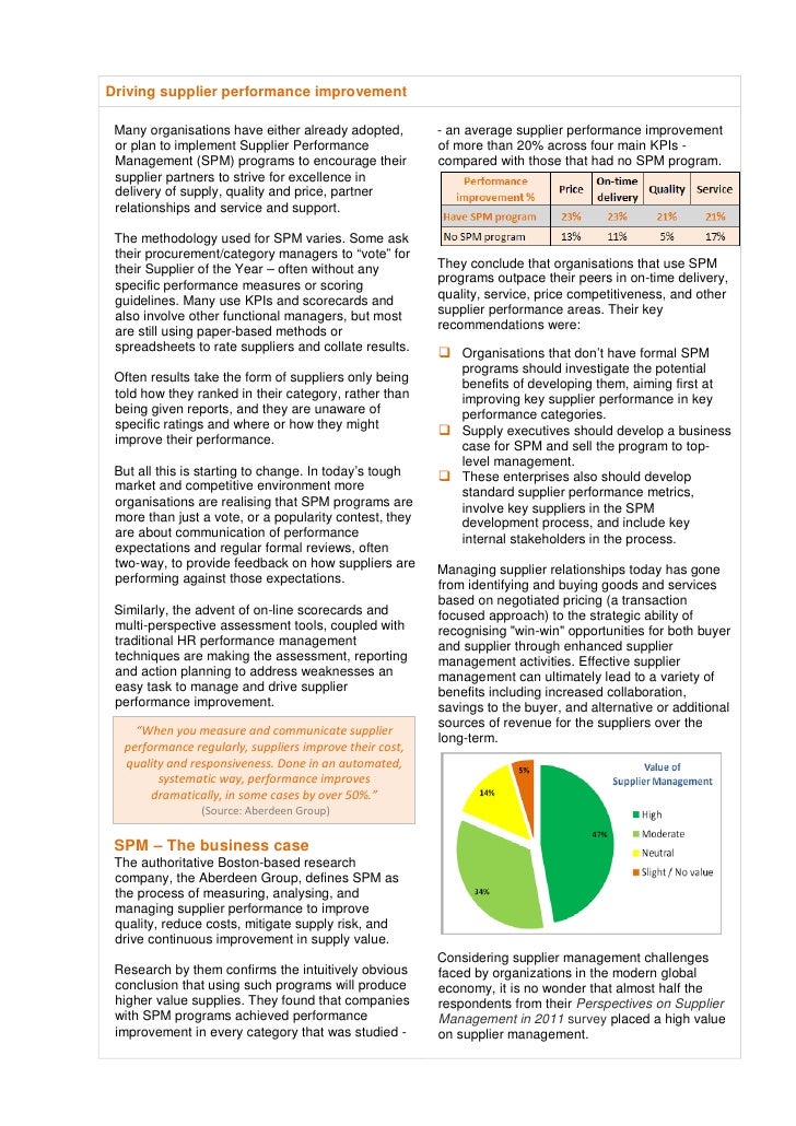 Driving Supplier Performance Improvement