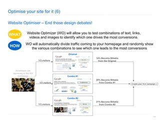 Website Optimiser – End those design debates! Optimise your site for it (6) 1/3 visitors 1/3 visitors 1/3 visitors Origina...