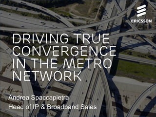 Driving true
convergence
in the metro
network
Andrea Spaccapietra
Head of IP & Broadband Sales
 