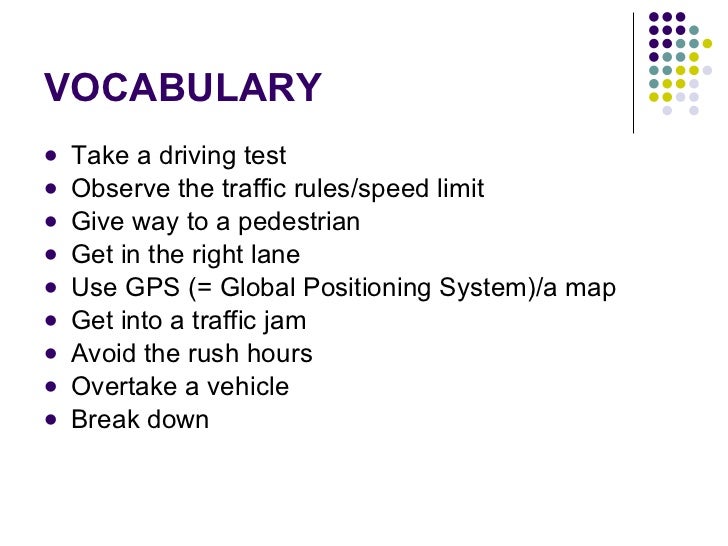 Driving Vocabulary