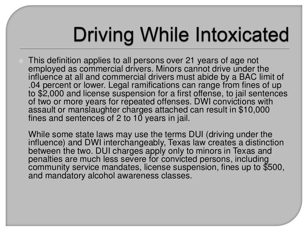 Driving While Intoxicated (DWI) Texas Definition and Laws