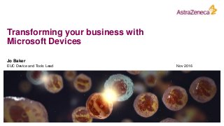 Transforming your business with
Microsoft Devices
Jo Baker
EUC Device and Tools Lead Nov 2016
 