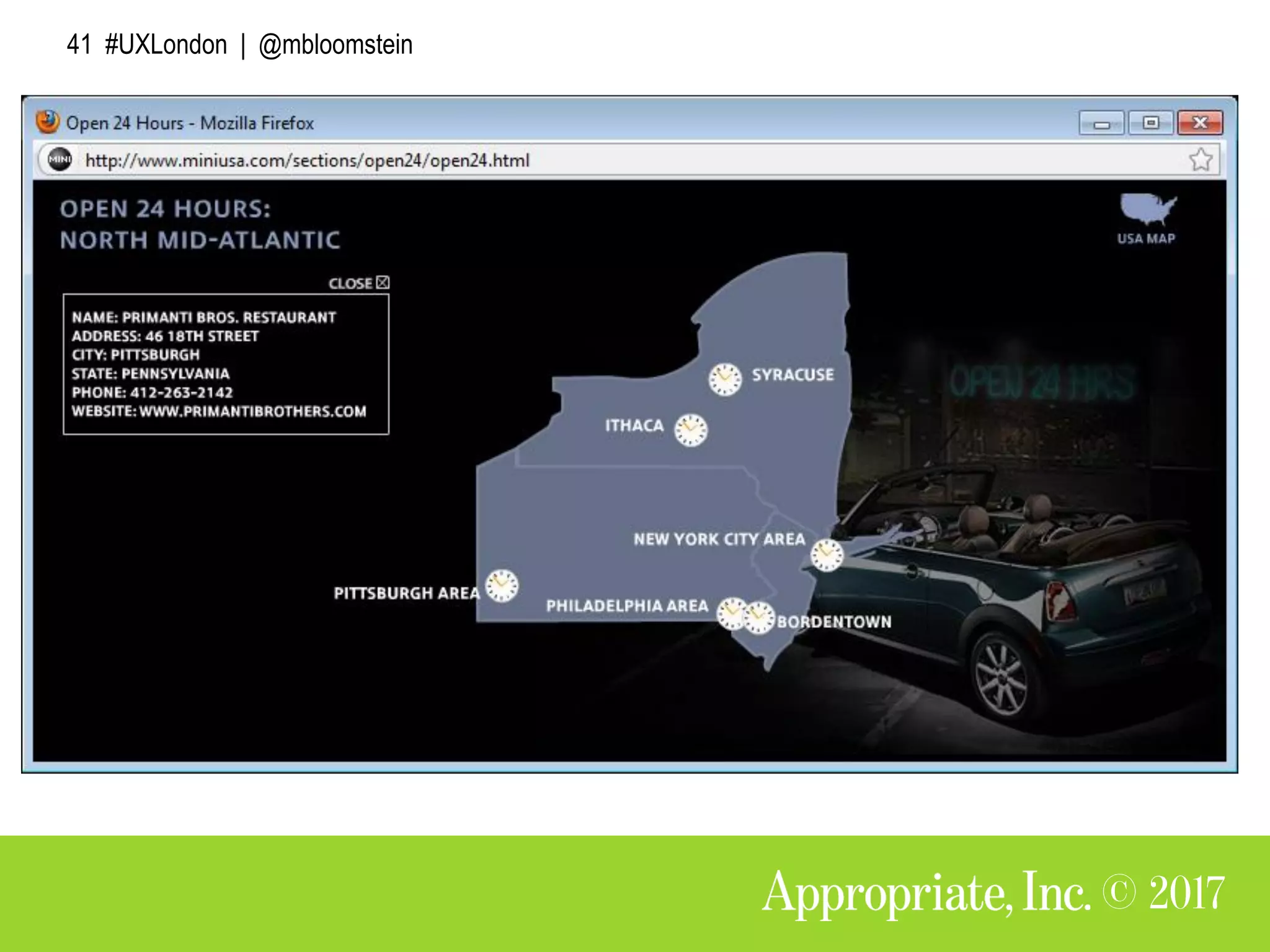 41 #UXLondon | @mbloomstein
 