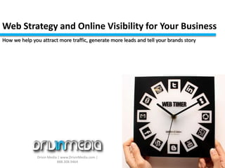 Web Strategy and Online Visibility for Your Business How we help you attract more traffic, generate more leads and tell your brands story Drivin Media | www.DrivinMedia.com | 888.308.9464 