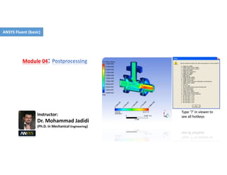 ANSYS Fluent (basic)
Module 04
Instructor:
Dr. Mohammad Jadidi
(Ph.D. in Mechanical Engineering)
 