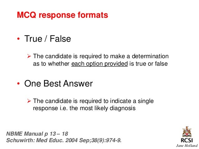 mcqs item writing item analysis nbme form 18