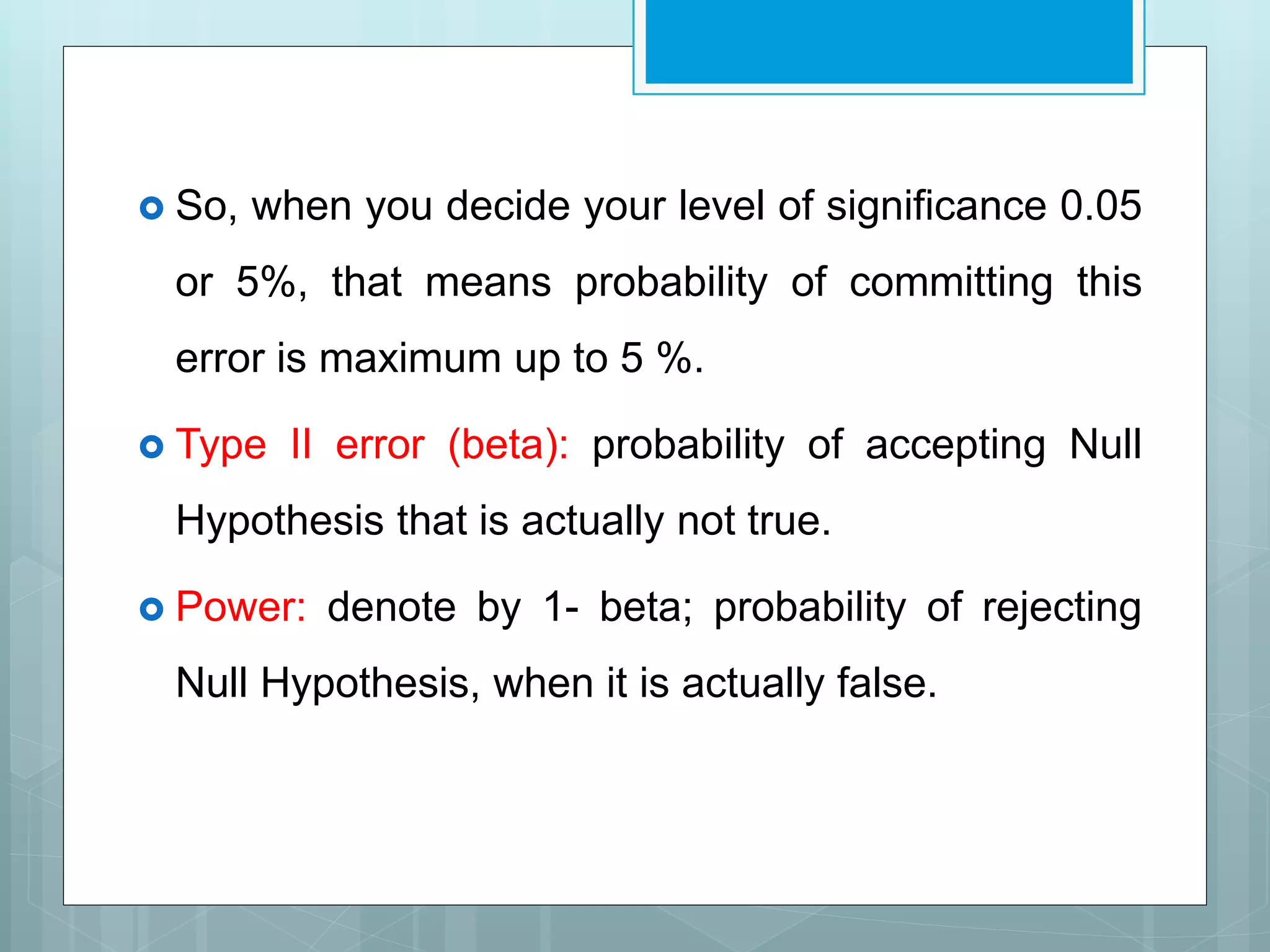 Hypothesis testing, error and bias | PPTX