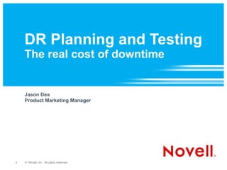 DR Planning and Testing The real cost of downtime ,[object Object],[object Object]
