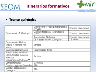 Itinerarios formativos
• Tronco quirúrgico
 