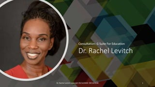 Dr. Rachel Levitch
Consultation: G Suite For Education
Dr. Rachel Levitch copyright 09/14/2020- 09/14/2030 1
 