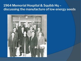1964 Memorial Hospital & Squibb Hq –
discussing the manufacture of low energy seeds
 