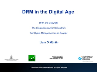 DRM in the Digital Age   DRM and Copyright The Creator/Consumer Conundrum Fair Rights Management as as Enabler   Liam Ó Móráin 