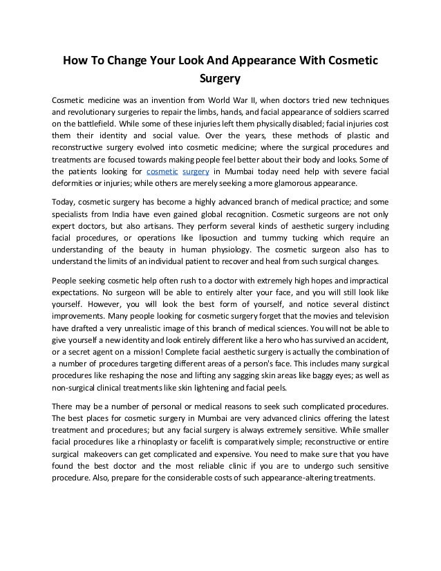 How To Change Your Look And Appearance With Cosmetic Surgery