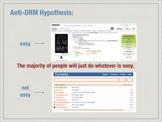 The majority of people will just do whatever is easy.
easy
not
easy
Anti-DRM Hypothesis:
 