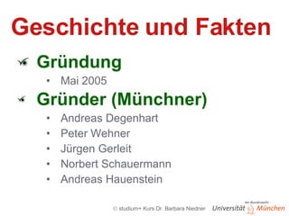 Geschichte und Fakten Gründung Mai 2005 Gründer (Münchner)‏ Andreas Degenhart Peter Wehner Jürgen Gerleit Norbert Schauermann Andreas Hauenstein 