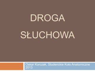 DROGA
SŁUCHOWA
Oskar Korczak, Studenckie Koło Anatomiczne
2013
 