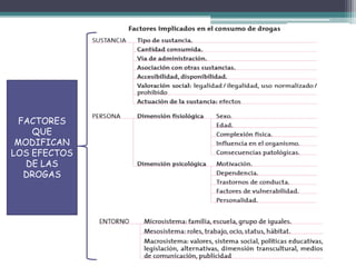 FACTORES
QUE
MODIFICAN
LOS EFECTOS
DE LAS
DROGAS
 