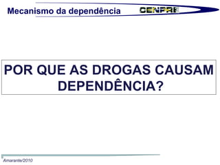 POR QUE AS DROGAS CAUSAM DEPENDÊNCIA? Mecanismo da dependência Amarante/2010 