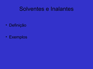 Pó de Cocaína
  É solúvel em água e, portanto, serve
para ser aspirado ou dissolvido em água
para uso endovenoso (injetado)
  Os efeitos após cheirar o pó levam de
10 a 15 minutos e após a injeção, de 3
a 5 minutos.
  Após injetar ou cheirar,os efeitos
duram em torno de 20 e 45 minutos
respectivamente.
 