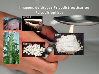 Imagens de drogas Psicodistropticas ou
Psicodislépticas
LSD

MDMA

Marijuana
DMT
Ecstasy

 