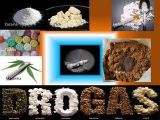 Cocaína
Ecstasy
crack Heroína
cigarro
Maconha
Haxixe
 