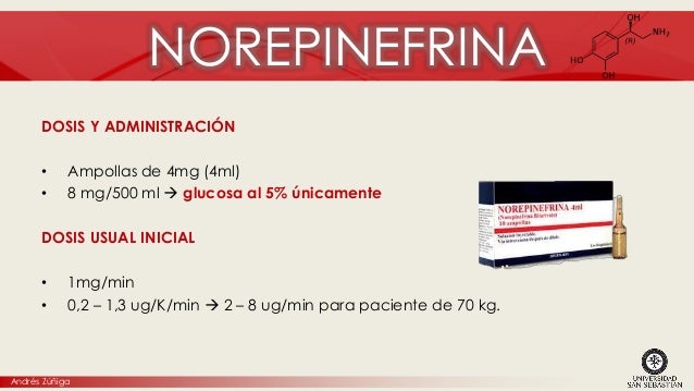 Resultado de imagen para Norepinefrina presentacion